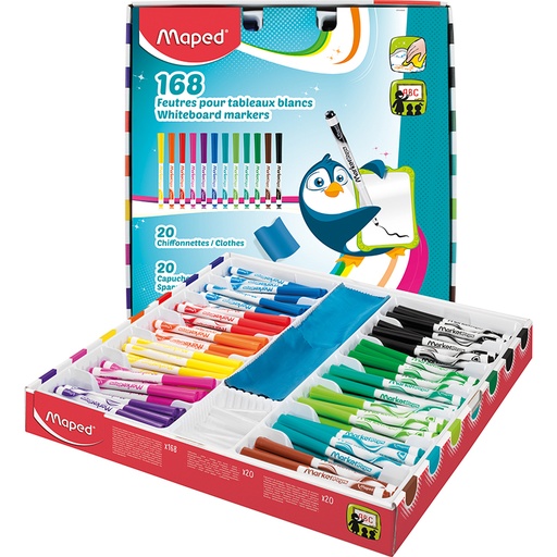[741804 MAP] Marker'Peps Dry Erase Markers School Pack, Pack of 168