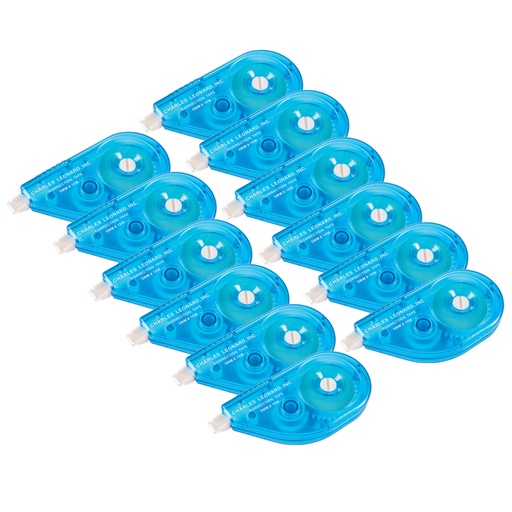 [72394-12 CLI] White Paper Correction Tape, Blue Case, Pack of 12