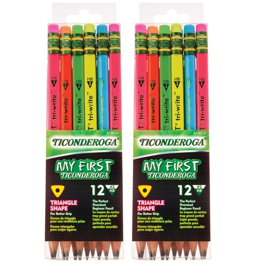 [13012-2 DIX] My First® Tri-Write™ Wood-Cased Pencils, Neon Assorted, 12 Per Pack, 2 Packs