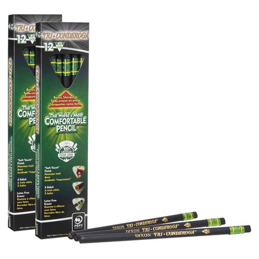 [22500-2 DIX] Tri-Conderoga™ 3-Sided Pencils with Sharpener, 12 Per Pack, 2 Packs