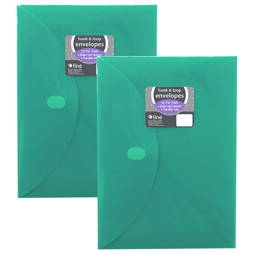 [58030-2 CL] XL Reusable Envelopes, Hook and Loop Closure, 8 1/2 x 11, Assorted Colors, 10 Per Pack, 2 Packs