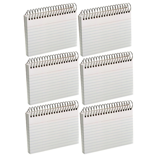 [40282-6 ESS] Spiral Index Cards, 3" x 5", White, Ruled, 50 Per Pack, 6 Packs