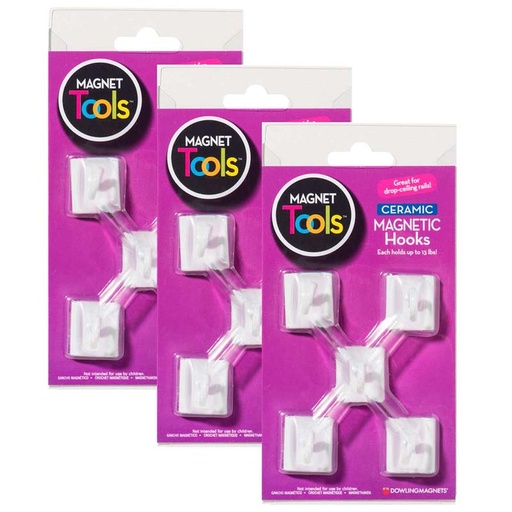 [735008-3 DOW] Ceramic Magnetic Ceiling Hooks, 5 Per Pack, 3 Packs