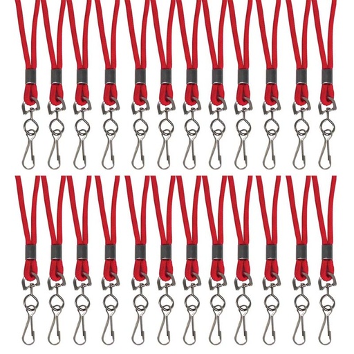 [89314-24 CL] Standard Lanyard, Red, Swivel Hook, Pack of 24