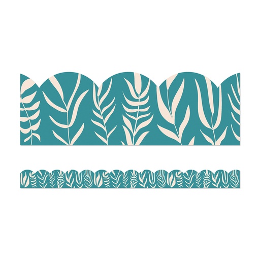 [108522 CD] True to You Teal with Leaves Scalloped Bulletin Board Borders
