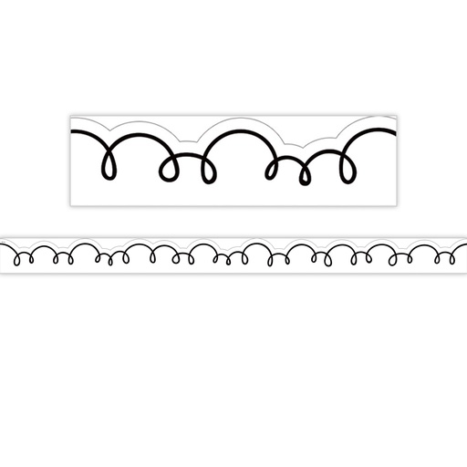 [6809 TCR] White with Black Squiggles DieCut Border Trim