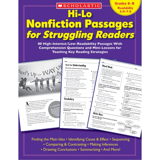 [969498 SC] Hi-Lo Nonfiction Passages for Struggling Readers, Grades 6-8