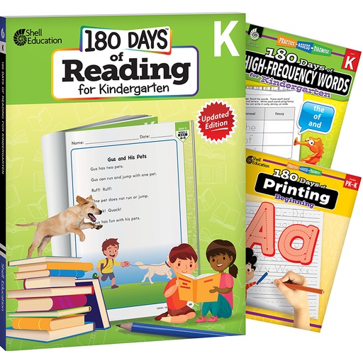 [147649 SHE] 180 Days Reading, High-Frequency Words, & Printing Grade K: 3-Book Set