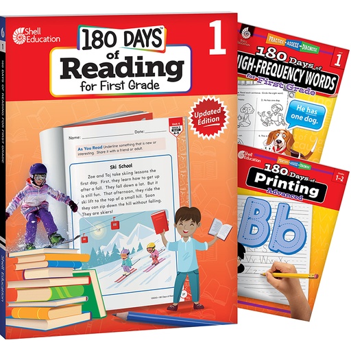 [147650 SHE] 180 Days Reading, High-Frequency Words, & Printing Grade 1: 3-Book Set