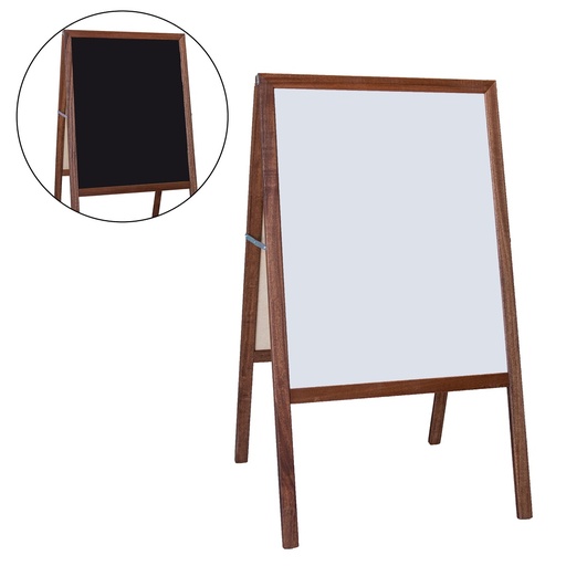 [31210 FS] Stained Marquee Easel with White Dry Erase/Black Chalkboard, 42" H x 24" W