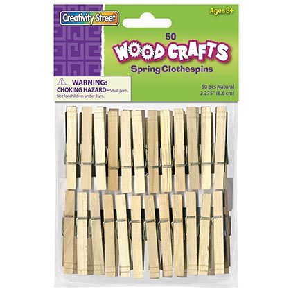 [AC365801 PAC] 50ct WoodCrafts Spring Clothespins