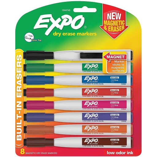 [1944748 SAN] 8 Color Fine Expo Magnetic Dry Erase Markers