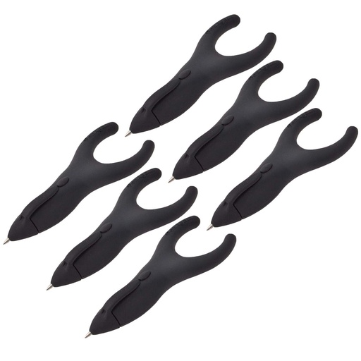 [00022-6 BAUM] Black Ergo-Sof Retractable Ballpoint Pen with Black Ink Pack of 6
