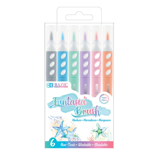 [1267 BAZ] Pastel Brush Markers 6 Colors