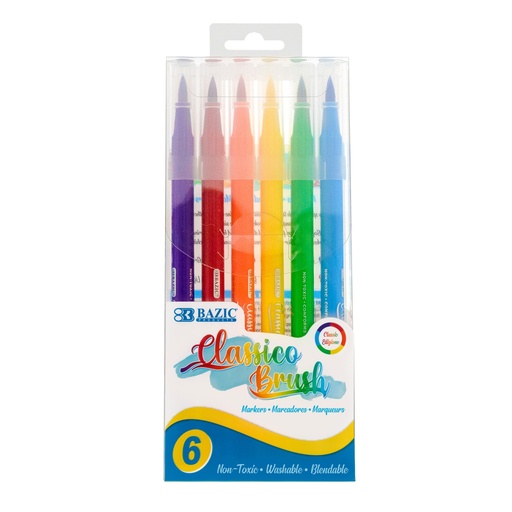 [1276 BAZ] Classic Washable Brush Markers 6 Colors