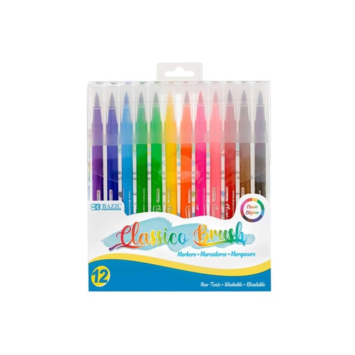[1277 BAZ] Washable Brush Markers 12 Colors