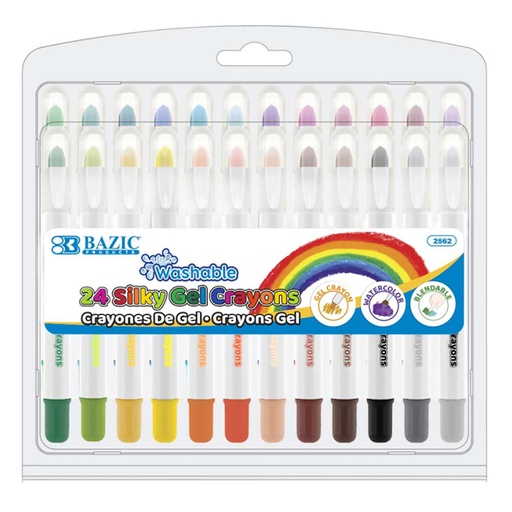 [2562 BAZ] Washable Silky Gel Crayons 24 Colors