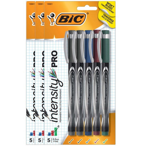 [FPINN51A-3 BIC] Intensity® Pro Fine Point Marker Pens 15ct in 5 Colors