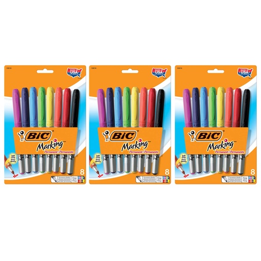 [GPMAP81-3 BIC] Intensity Fine Point Permanent Markers 24ct in 8 colors