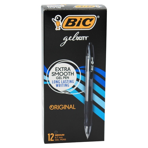 [RLC11BK-12 BIC] Gelocity® Original Gel Black Retractable Roller Ball Pens 12ct