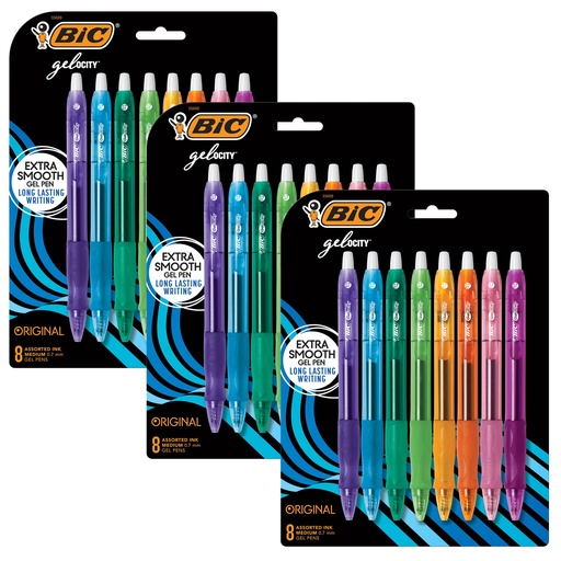 [RLCAP81AST-3 BIC] Gelocity Original Medium Point  Gel Pens 24ct in 8 Fashion Colors