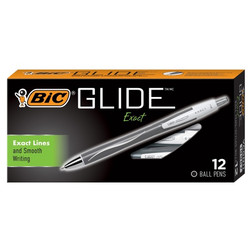[VCGN11BLK BIC] Glide™ Exact Black Retractable Fine Point Ball Point Pens 12 Count
