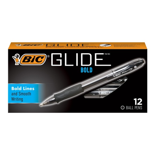 [VLGB11BLK BIC] Glide™ Black Bold Point Retractable Ball Point Pens 12 Count