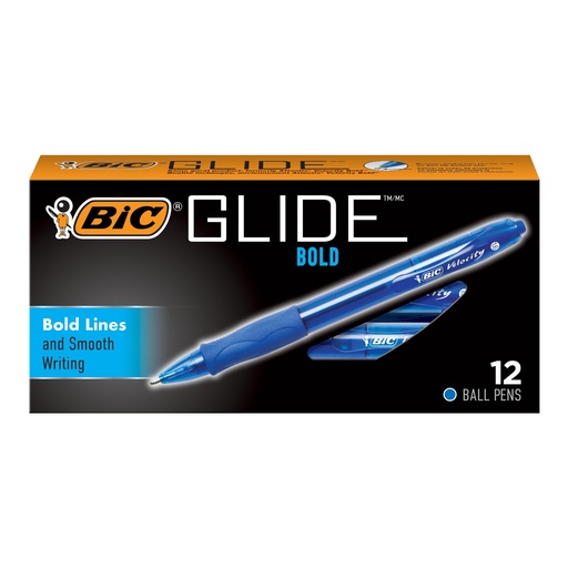 [VLGB11BLU BIC] Glide™ Blue Bold Point Retractable Ball Point Pens 12 Count