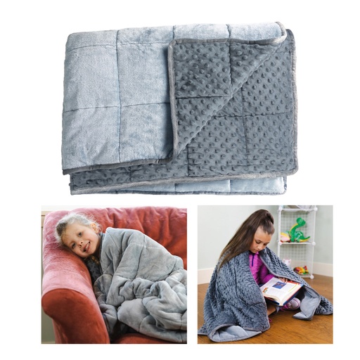 [LPWB10GY BB] 65" x 45" Soft Fleece Weighted 10lb Medium Sensory Blanket for Kids