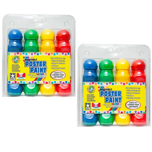 [78819-2 CV] 8 Washable Poster Paint Markers in 4 Assorted Colors