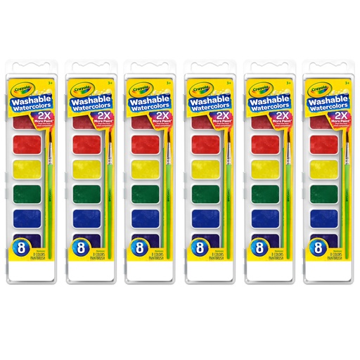 [525-6 BIN] 8 Color Crayola Semi-Moist Washable Watercolor Sets 6ct