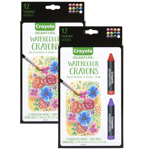 [533500-2 BIN] 12 Color Signature Watercolor Crayons 2ct