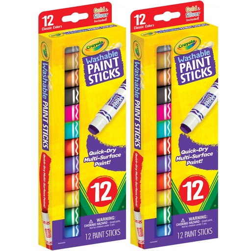 [546211-2 BIN] 12 Color Washable Paint Sticks 2ct