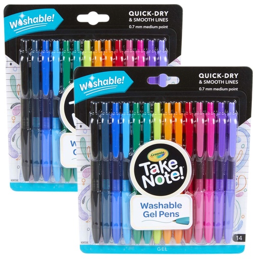 [586414-2 BIN] 14 Color Take Note! Washable Gel Pens 2ct
