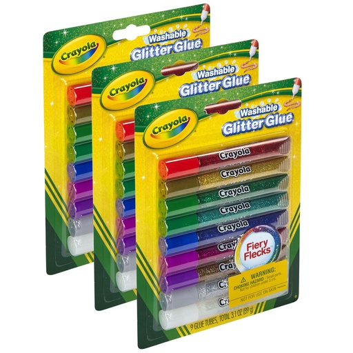 [693527-3 BIN] 9 Bold Colors Washable Glitter Glue with Fiery Flecks™ 3ct