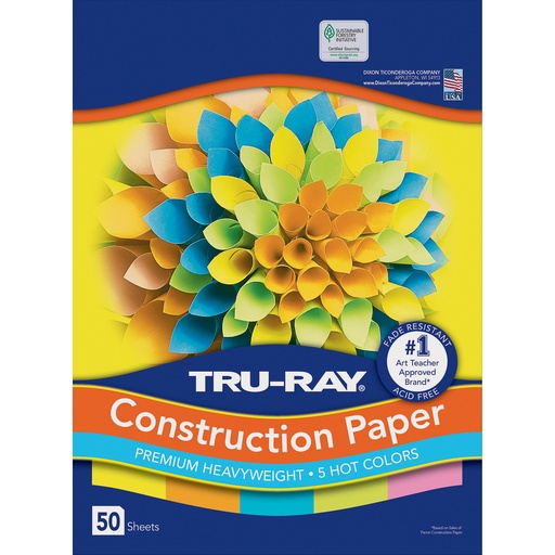[6597 PAC] Tru-Ray® 12" x 18" Hot Colors Construction Paper 50 Sheets