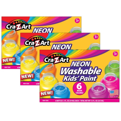 [106466-2 CZA] 18 Washable Neon Paints in 6 Colors