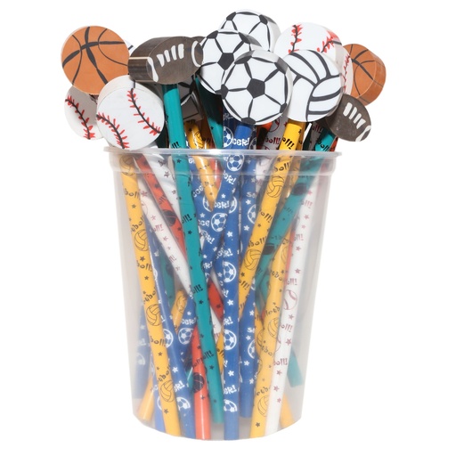 [52960 JRM] Sports Pencil & Eraser Topper Write-Ons Pack of 36