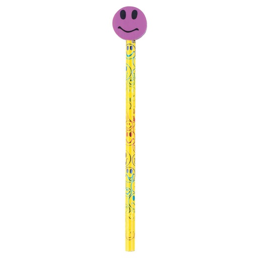 [53009 JRM] Smiley Face Pencil & Eraser Topper Write-Ons Pack of 36
