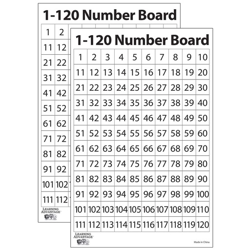 [7289-2 CTU] 1-120 Number Dry Erase Boards 20ct