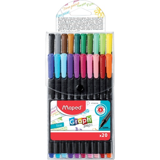 [749151 MAP] Graph'Peps 0.4mm Fine Felt Tipped Pens Pack of 20