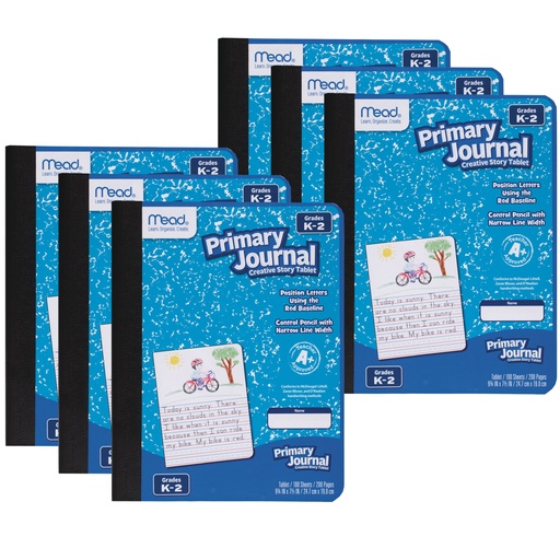 [09554-6 MEA] Primary Journal Half Page Ruled Pack of 6