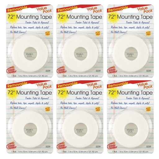 [3239-6 MIL] 1" x 72" Removable Mounting Tape 6 Rolls