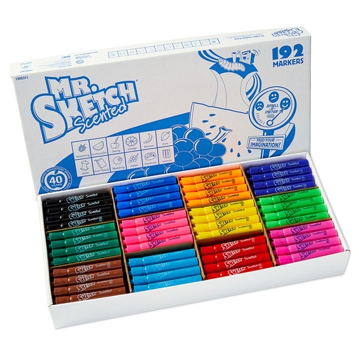 [1905311 SAN] 192 Scented Chisel Tip Markers in 12 Colors