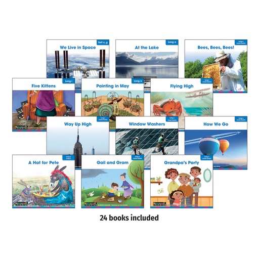 [6834 NL] Decodable Readers Grade 1 Long Vowels 24 Books