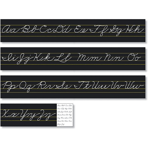 [9034 NS] Alphabet Lines Black Traditional Cursive Mini Bulletin Board Kit
