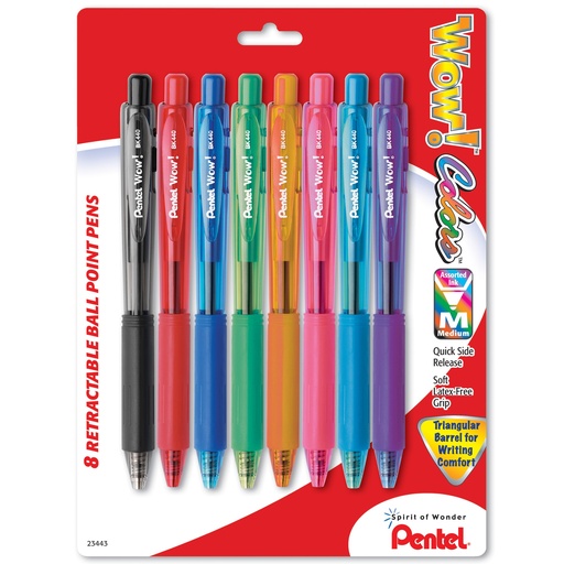 [BK440BP8M PEN] WOW!™ Retractable Ball Point Pens 8-pack 