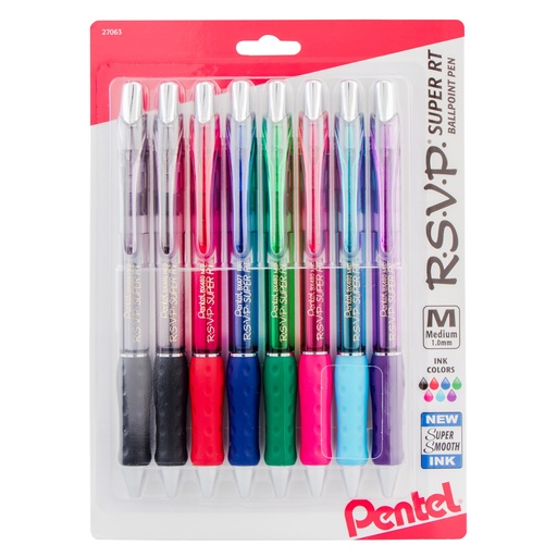 [BX480BP8M PEN] Assorted R.S.V.P.® Super RT Retractable Ballpoint Pens Pack of 8