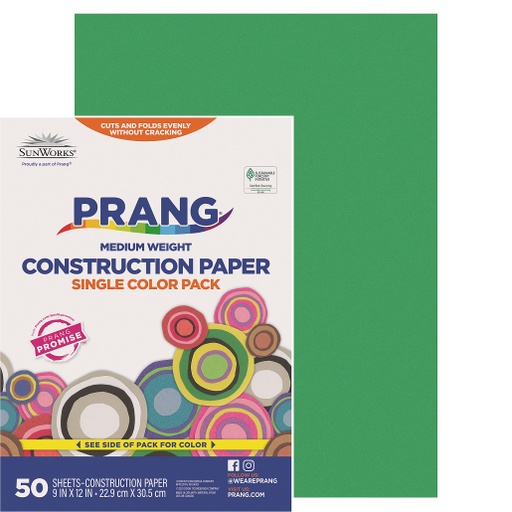 [8003 PAC] 9x12 Holiday Green Sunworks Construction Paper 50ct Pack
