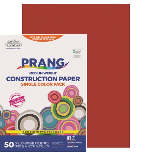 [9903 PAC] 9x12 Holiday Red Sunworks Construction Paper 50ct Pack